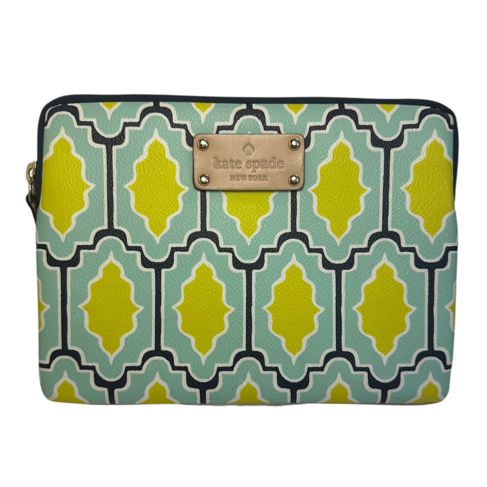 Kate Spade GUC Cabana Tile Blue and Lime Green Padded Electronic Case